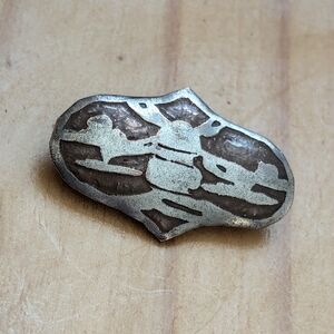 Alpaca Silver Brown Abstract Pin Brooch Vintage Native Southwest Design C clasp